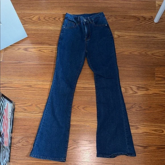 Petite High Waisted Flare Leg Jeans - Picture 2 of 8